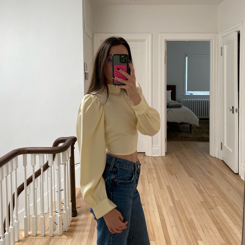 Nasty Gal Cream Puff Sleeve Blouse